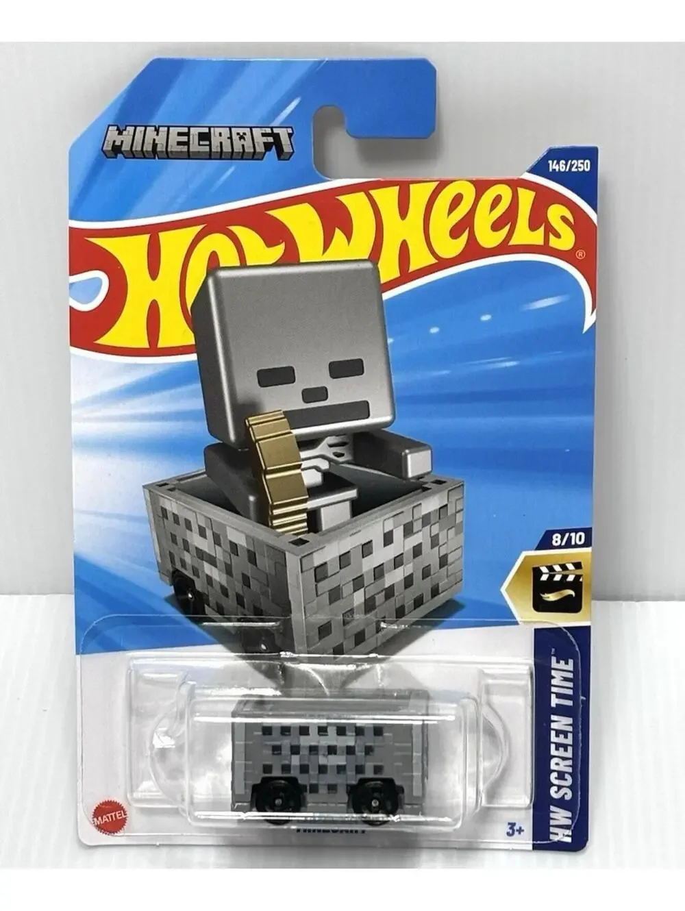 Hot Wheels Minecraft Skeleton Minecart HW Screen Time 8/10 Grey 144/250
